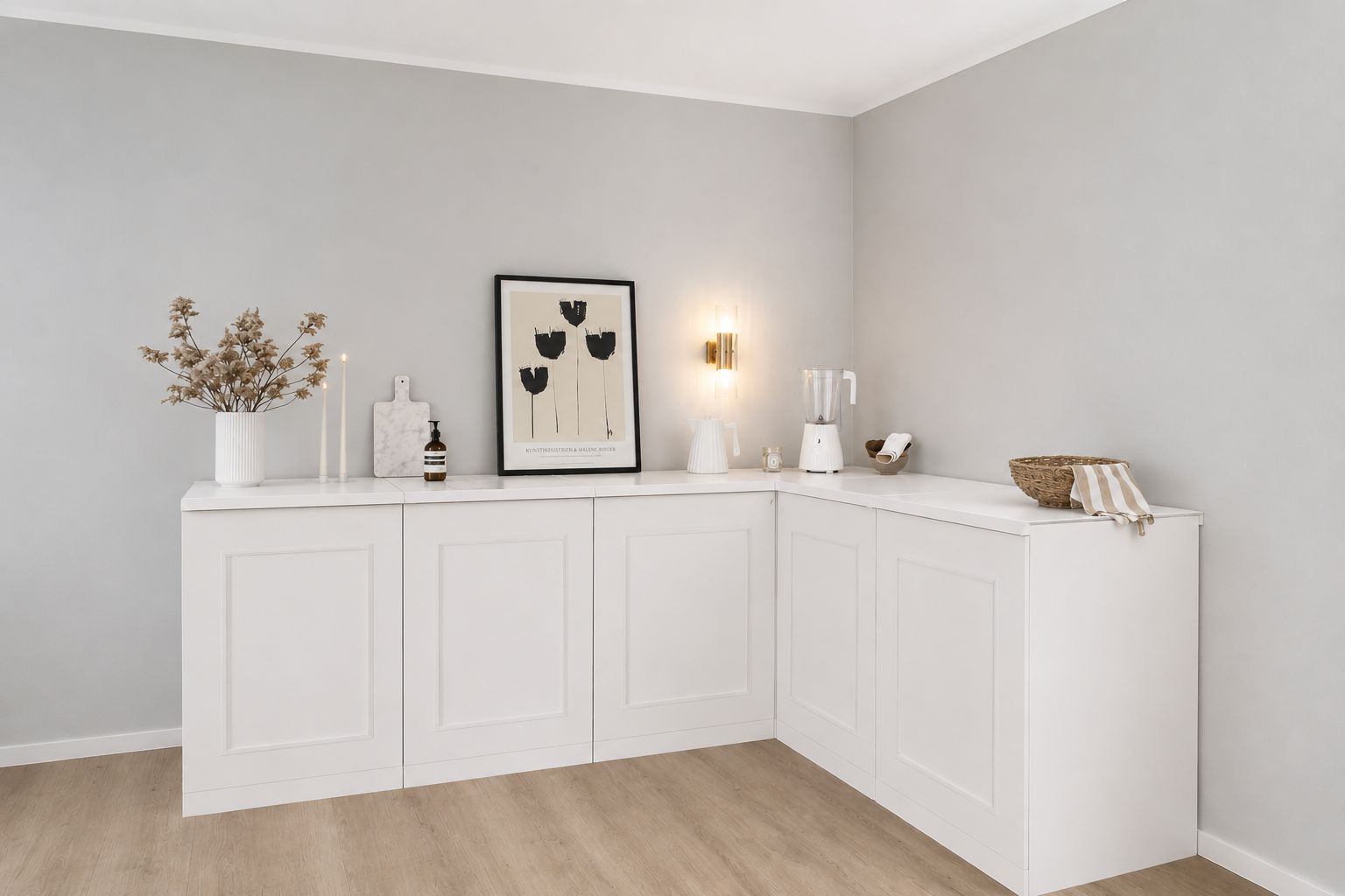 Eckküche aus Pappe – L-Form 240 × 180 cm